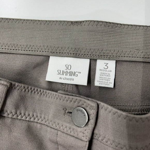 Chicos So Slimming Ponte Pants Womens Size 3 US 16 Taupe Tan Peyton - Picture 3 of 10